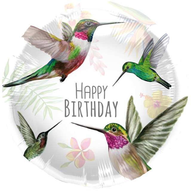 Balon foliowy "Happy Birthday - Koliber", Folat, 18", RND
