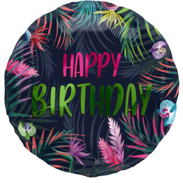 Balon foliowy "Happy Birthday - Neonowe Aloha", Folat, 18", RND