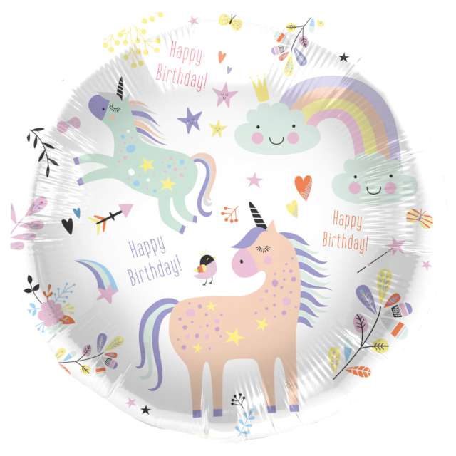 Balon foliowy "Happy Birthday - Unicorn", Folat, 18", RND