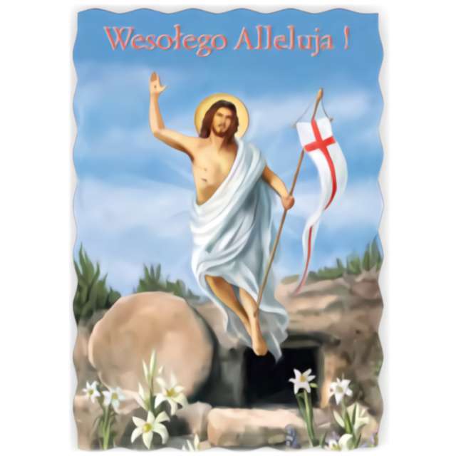 Pocztówka "Wesołego Alleluja - Jezus zmartwychwstały", Maki, 104 x 147 mm