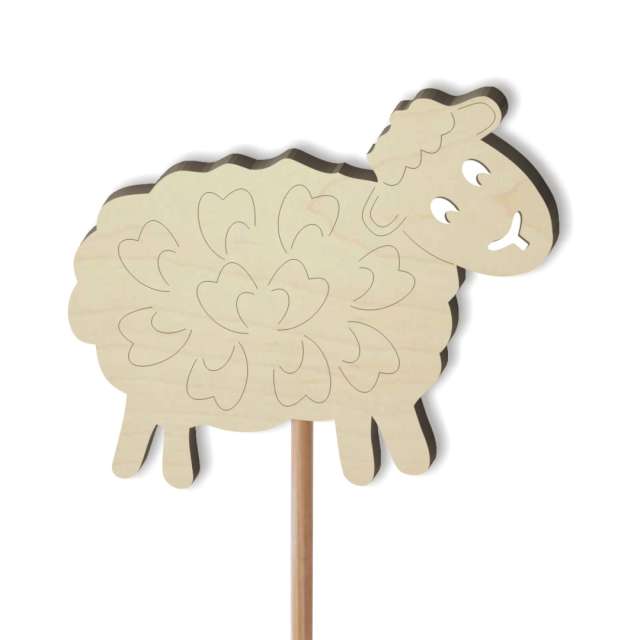 Pik ozdobny "Owieczka w lokach", drewno, 23 cm