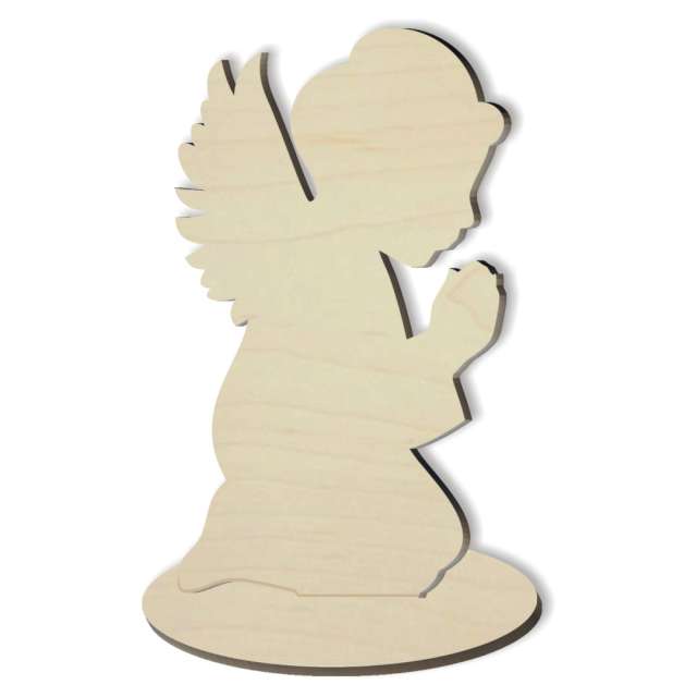 Dekoracja drewniana "Podziękowania - Aniołek klęczący", 10 cm