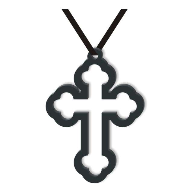 Naszyjnik "Krzyż gotycki obrys", czarny, 10 cm