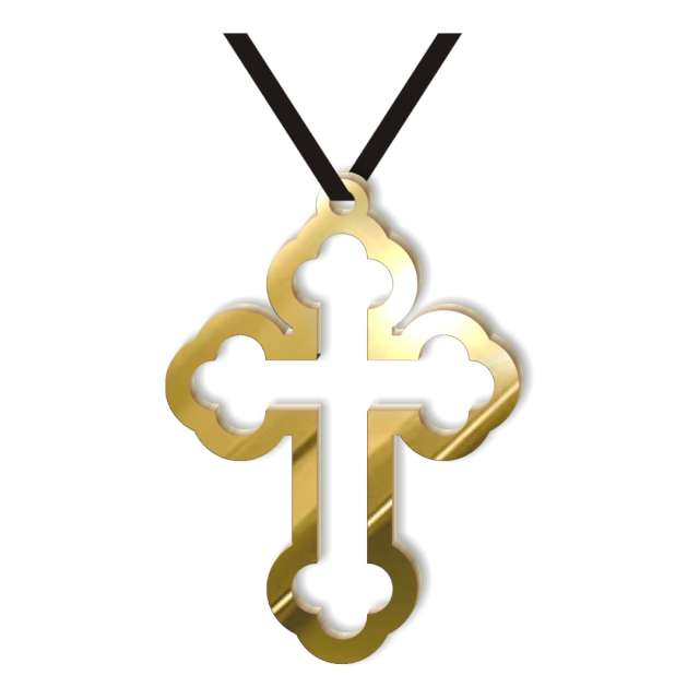 Naszyjnik "Krzyż gotycki obrys", złoty lustrzany, 10 cm