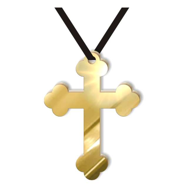Naszyjnik "Krzyż gotycki pełny", złoty lustrzany, 10 cm