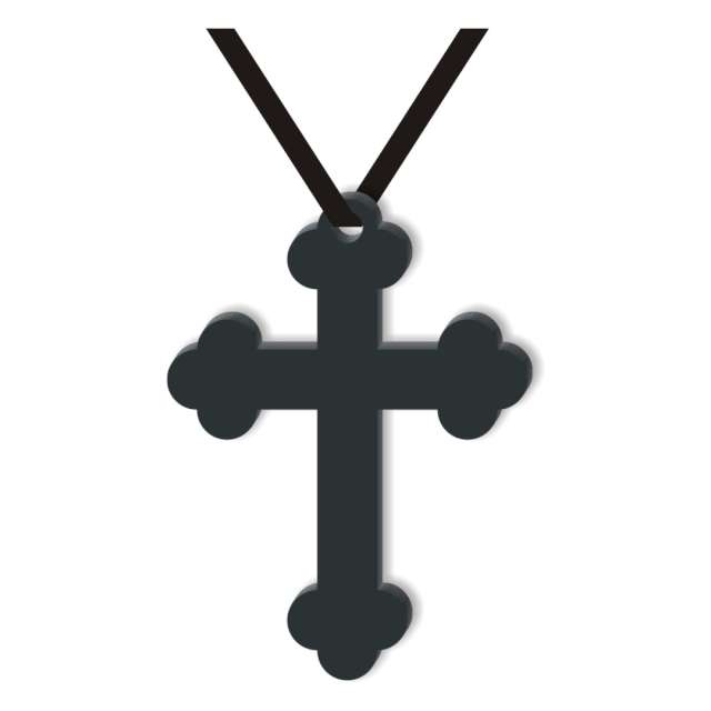 Naszyjnik "Krzyż gotycki pełny", czarny, 15 cm