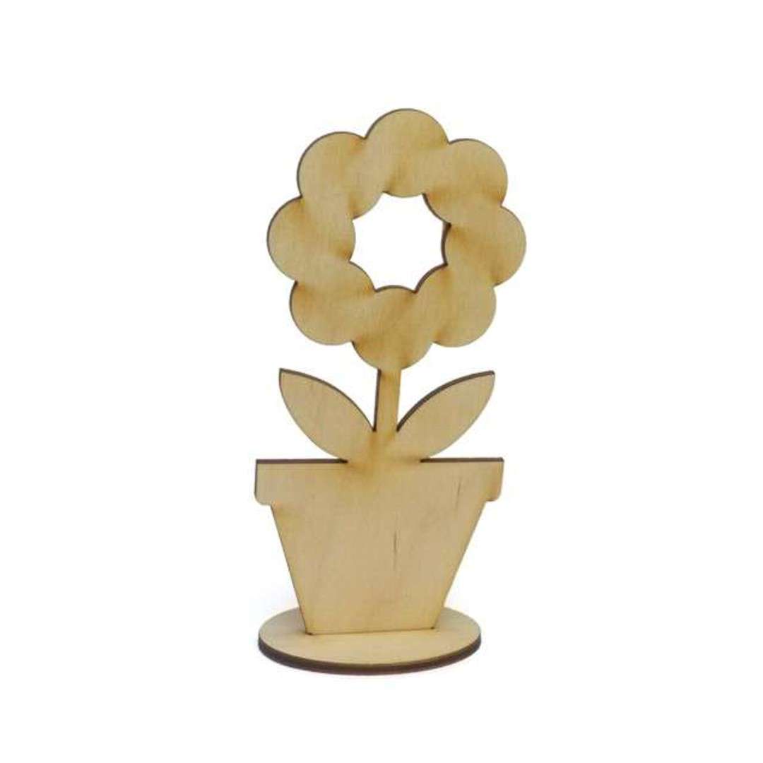 Dekoracja drewniana 3D "Kwiatek 5", 66x140 mm, 10 szt