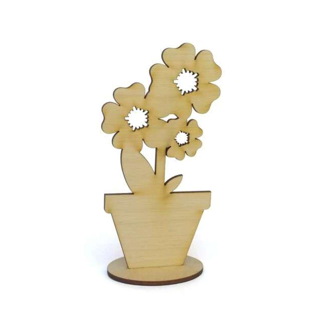 Dekoracja drewniana 3D "Kwiatek 2", 65x140 mm, 10 szt