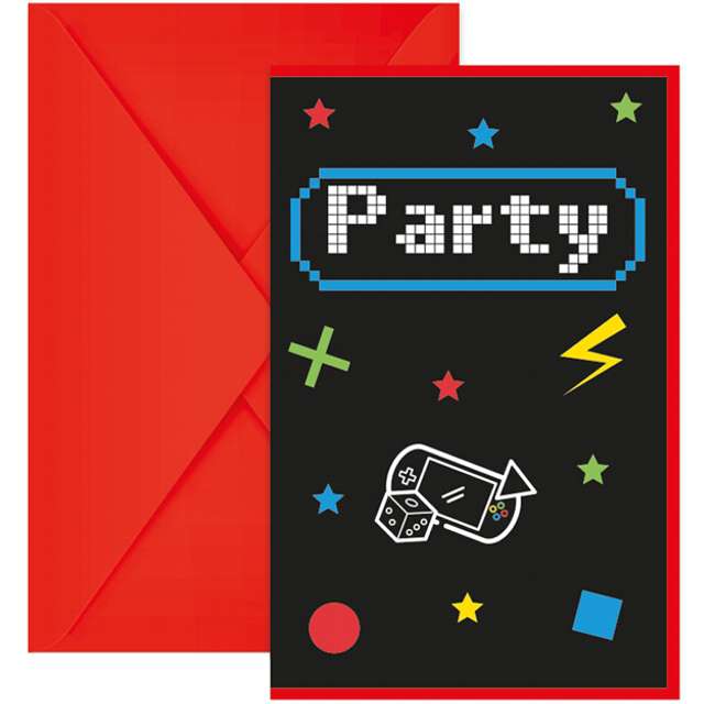 Zaproszenia urodzinowe "Gaming Party", Procos, 6 szt