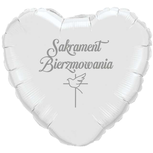 Balon foliowy "Sakrament Bierzmowania - gołębica", biało-srebrny, 18" HRT