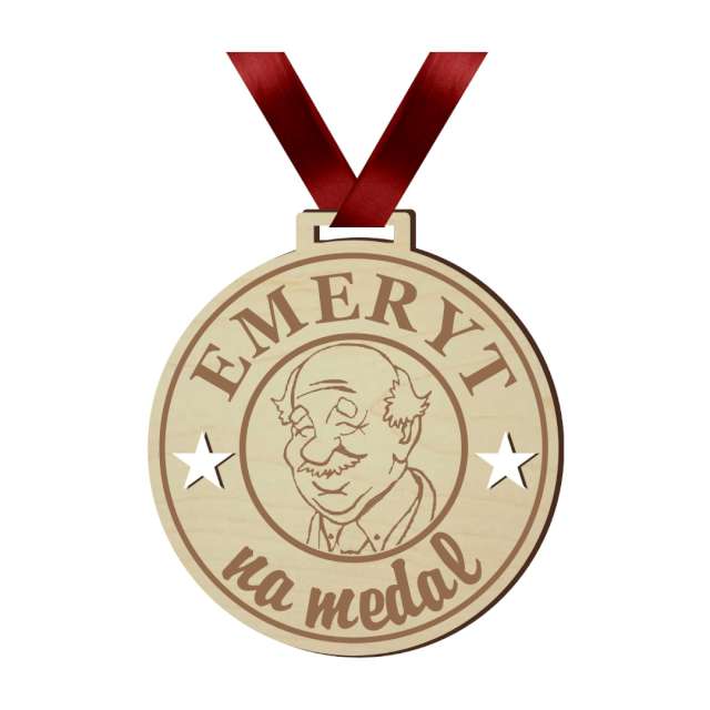 Medal "Emeryt na medal", drewniany, 72 mm