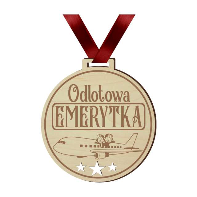 Medal "Odlotowa Emerytka", drewniany, 72 mm