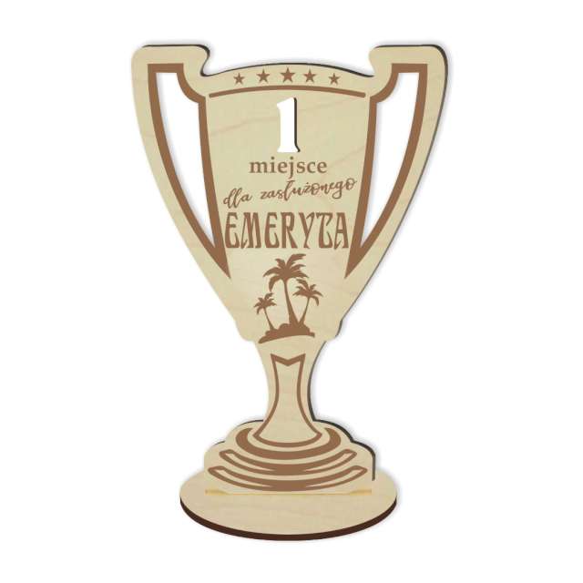 Puchar "1 miejsce dla zasłużonego Emeryta", drewniany, 92 x 135 mm