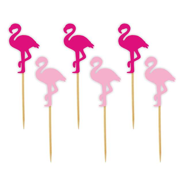 Pikery "Flamingi", fuksja, różowy jasny, 6 szt