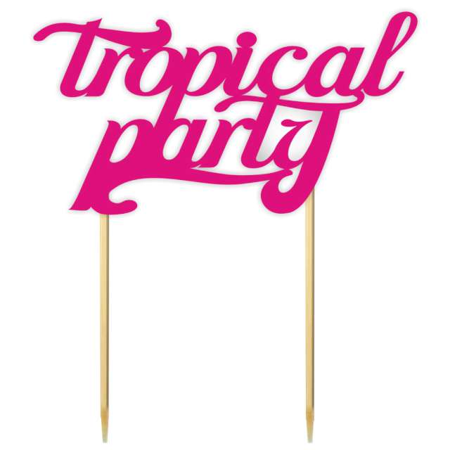 Topper papierowy "Tropical Party", fuksja, 14 x 16 cm