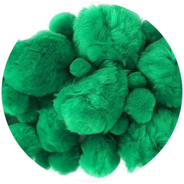 Pompony pluszowe "Akrylowe", zielone, Titanum, 10-50 mm, 45 szt