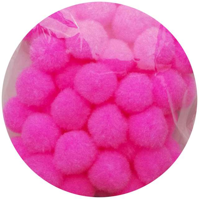 Pompony pluszowe "Classic", różowe, Aliga, 20 mm, 60 szt