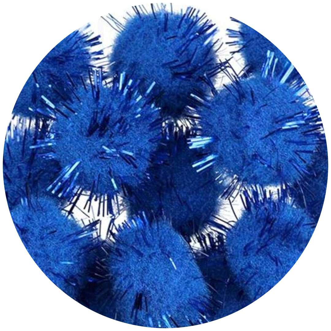 Pompony pluszowe "Metalizowane - chabrowe", niebieskie, Titanum, 18 mm, 15 szt