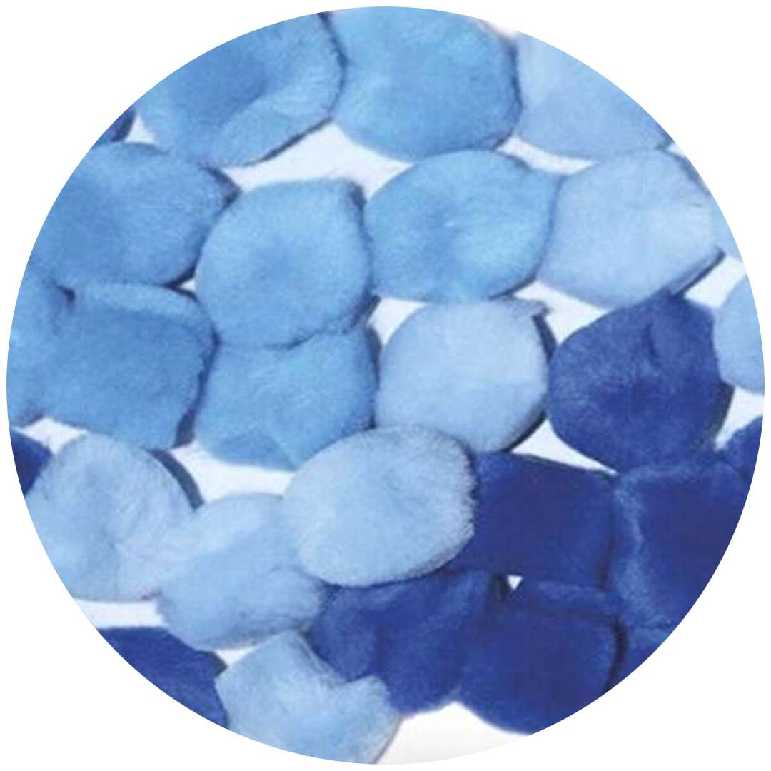 Pompony pluszowe "Akrylowe", niebieski mix, Titanum, 25 mm, 30 szt