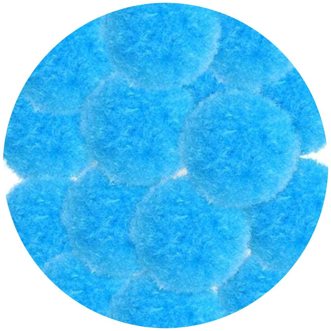 Pompony pluszowe "Poliestrowe", niebieskie jasne, Titanum, 18 mm, 15 szt