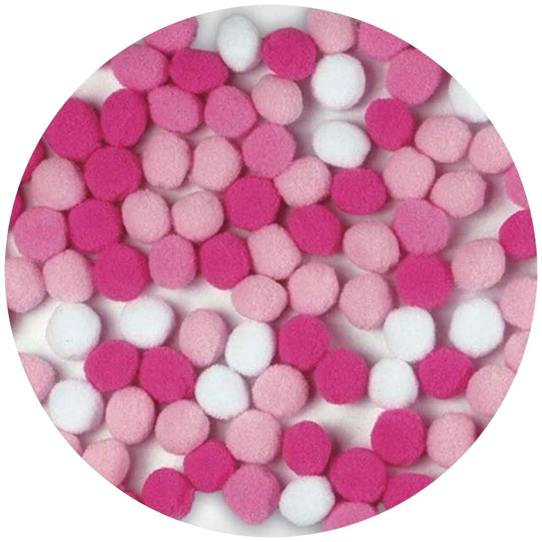 Pompony pluszowe "Poliestrowe", różowy mix, Titanum, 10 mm, 120 szt