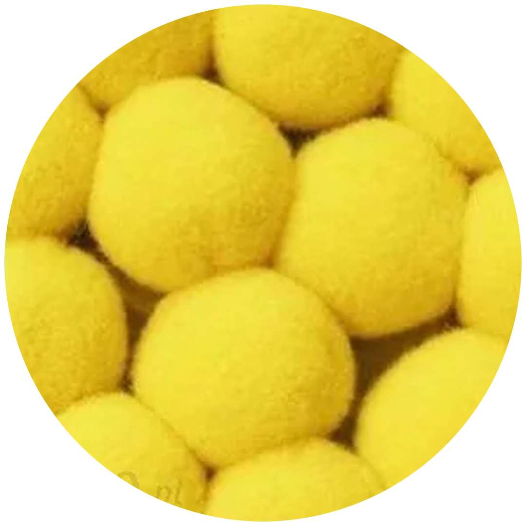 Pompony pluszowe "Classic", żółte, Aliga, 15-50 mm, 80 szt