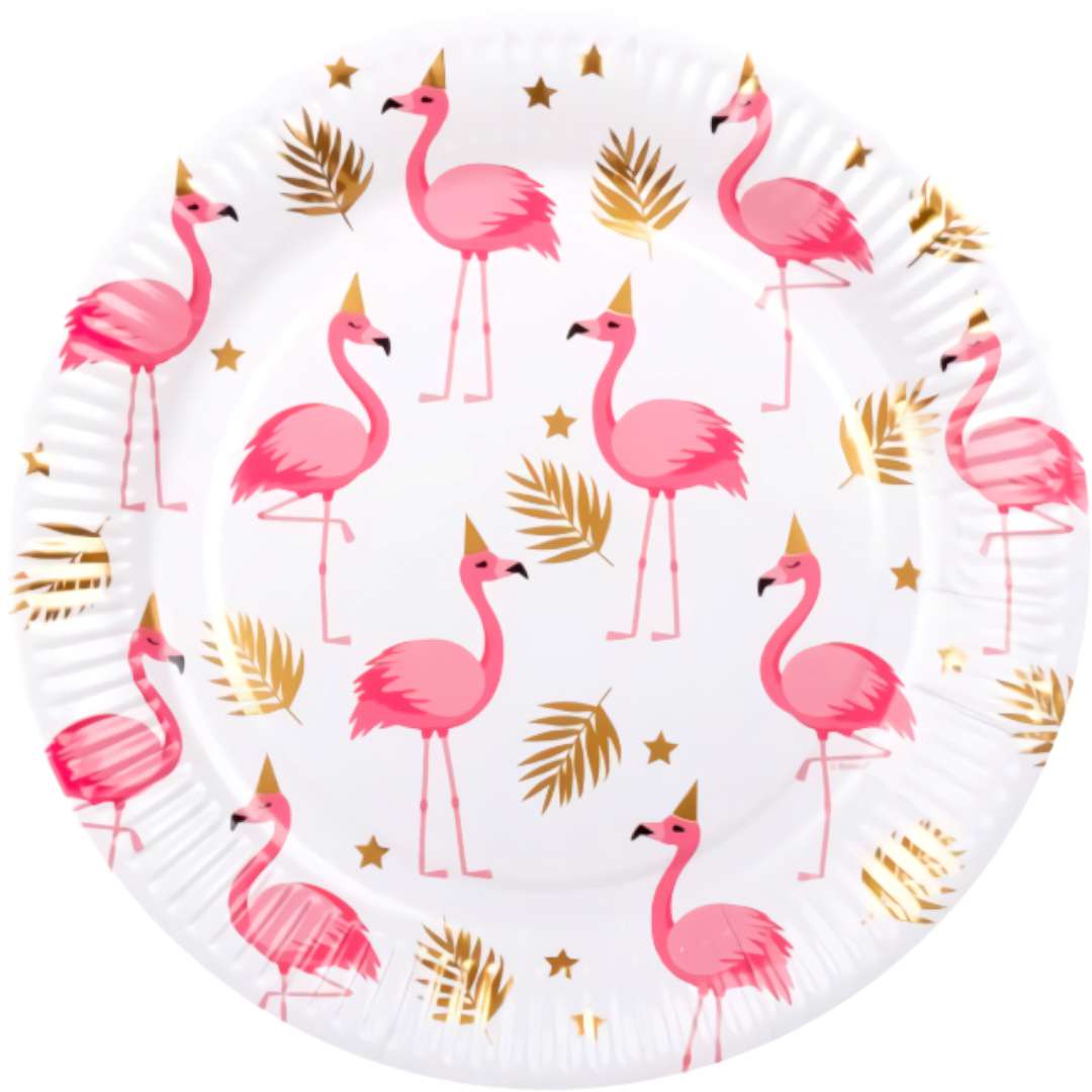 Talerzyki papierowe "Flamingi Hawajskie", Boland, 23 cm, 10 szt