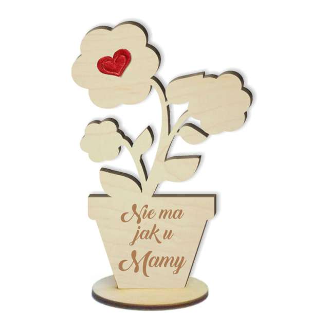 Dekoracja drewniana 3D "Kwiatki z serduszkiem na Dzień Matki", 14 cm