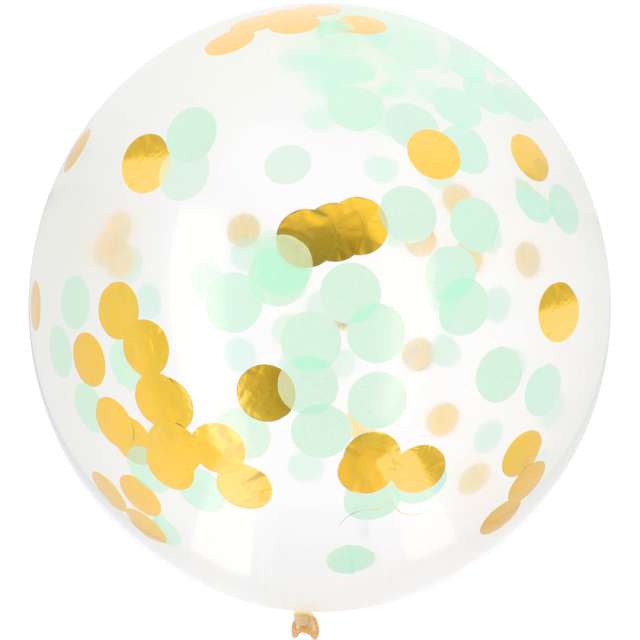 Balon z konfetti "Classic", złoto-miętowe, Folat, 24", ORB