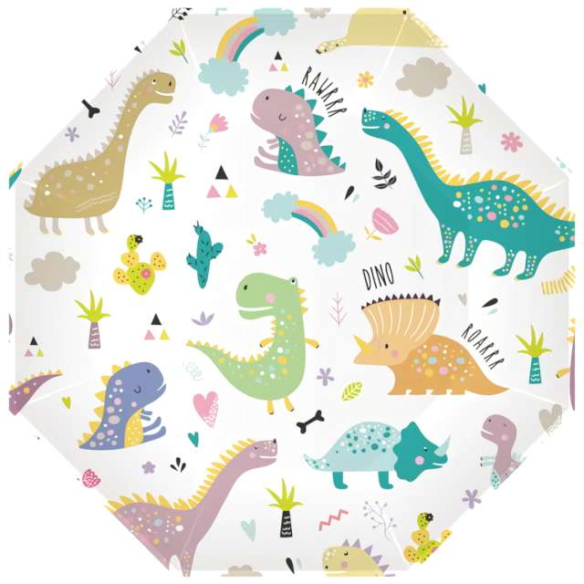 Talerzyki papierowe "Dinozaury", PartyPal, 23 cm, 6 szt