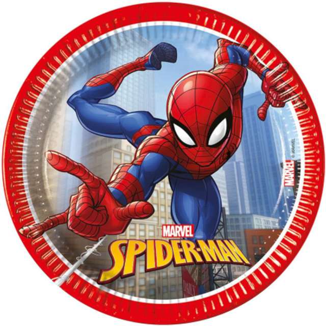 Talerzyki papierowe "Spiderman Crime Fighter", Procos, 20 cm, 8 szt
