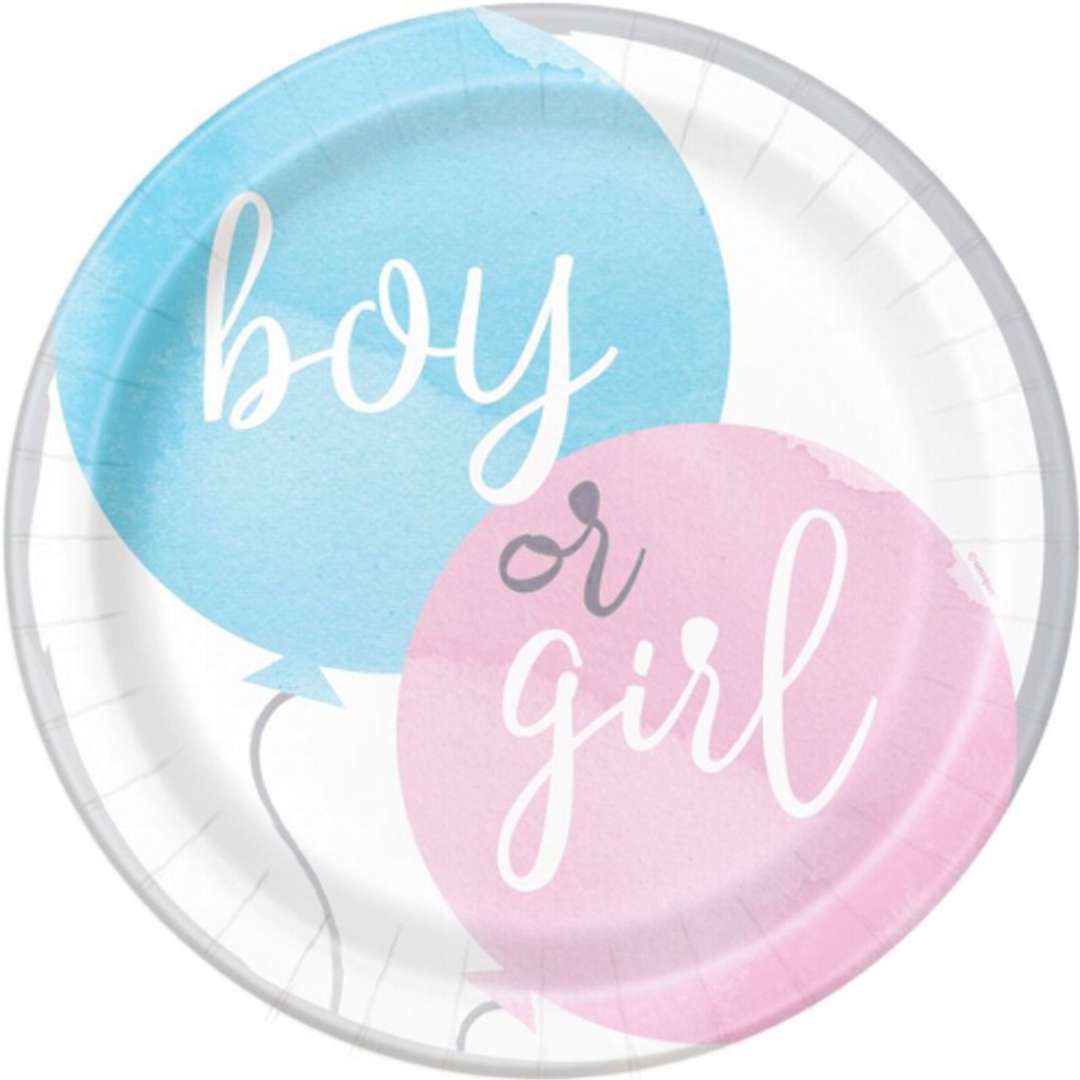 Talerzyki papierowe "Boy or Girl - Gender party", kolorowe, Godan, 23 cm, 8 szt