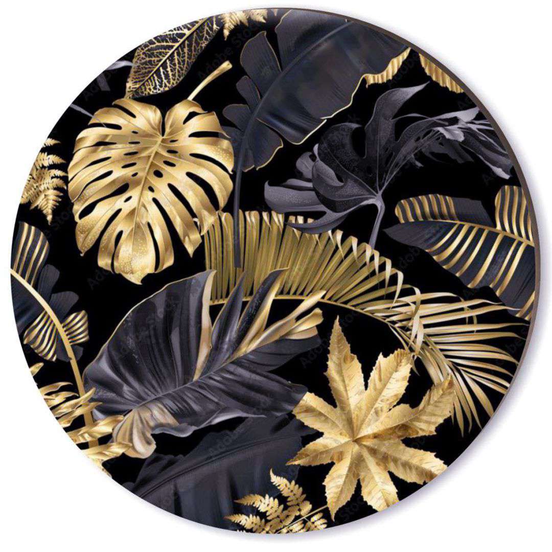 Podkładki drewniane Liście palmy złoto-czarne 6 szt