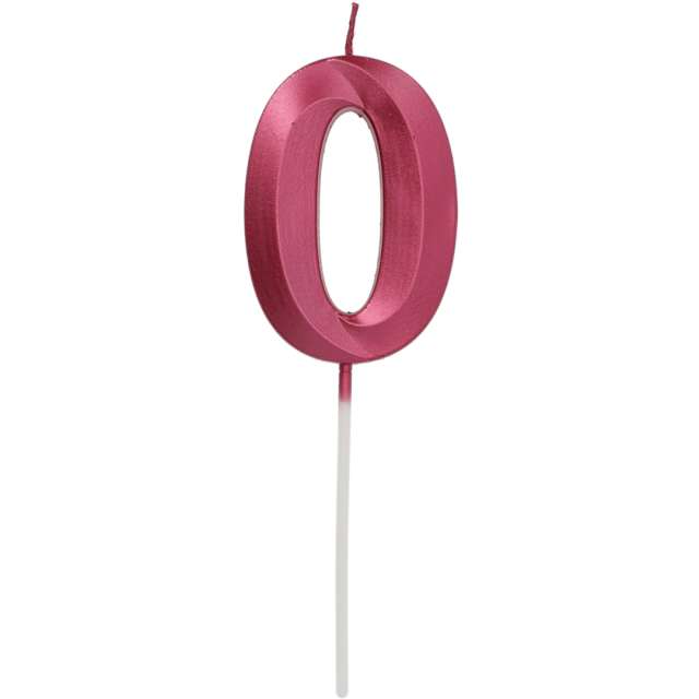 Świeczka na tort "Cyfra 0", różowa, Folat, 7 cm