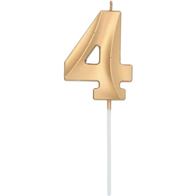 Świeczka na tort "Cyfra 4", złota, Folat, 7 cm
