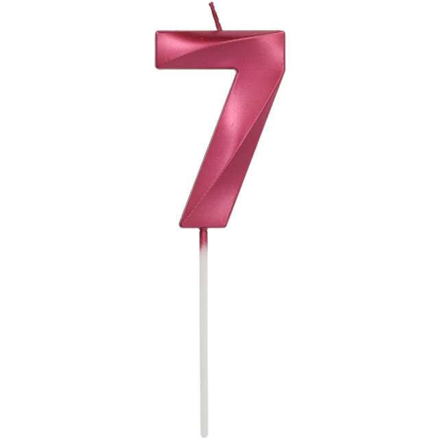 Świeczka na tort "Cyfra 7", różowa, Folat, 7 cm