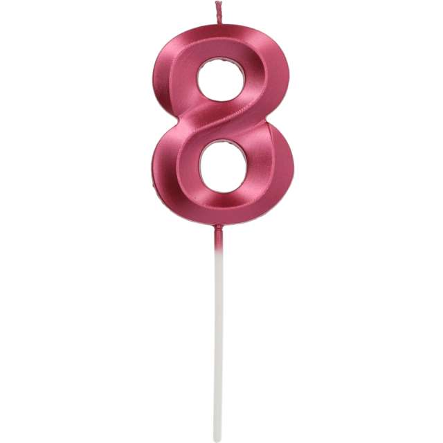 Świeczka na tort "Cyfra 8", różowa, Folat, 7 cm