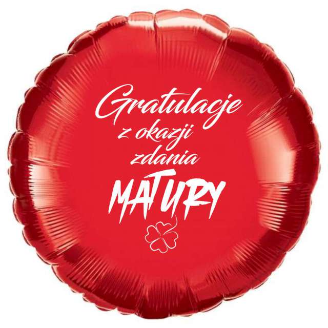 Balon foliowy "Gratulacje z okazji zdania matury"", czerwony, 18", RND