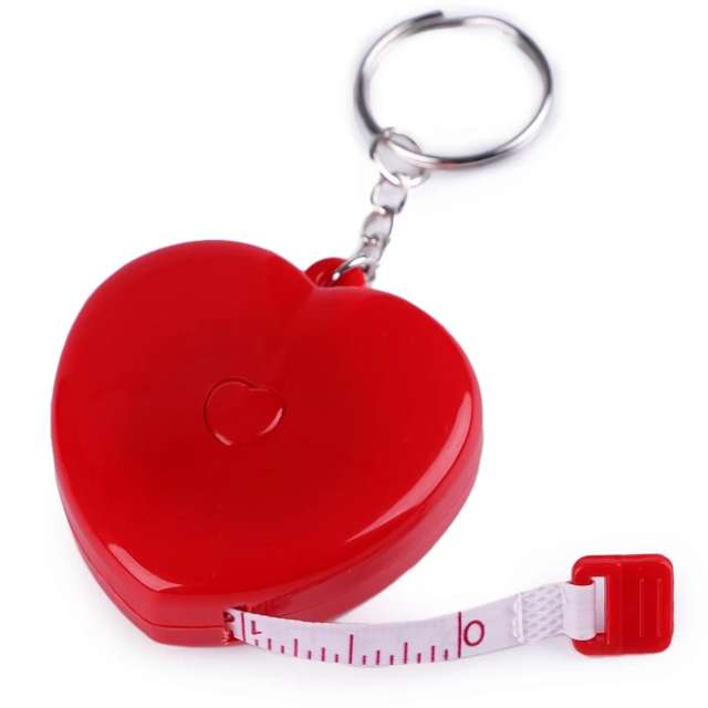 Miara krawiecka "Centymetr samonawijający - Serce", czerwona, Stoklasa, 150 cm