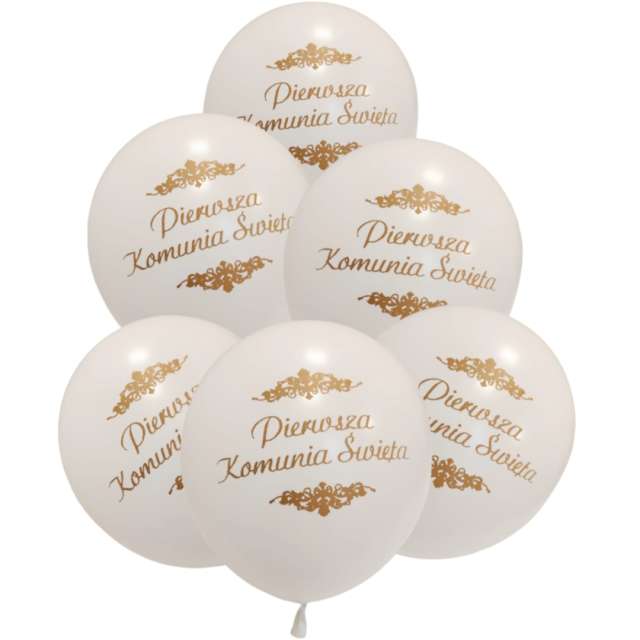 Balony "Komunia - Pierwsza Komunia Święta", białe, Jix, 12", 6 szt
