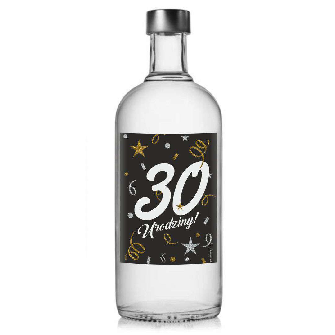 Etykieta na butelkę "30 urodziny", czarny, 85x120 mm, 5 szt