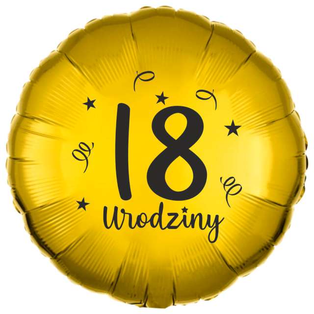 Balon foliowy "18 urodziny", złoty, 18", RND