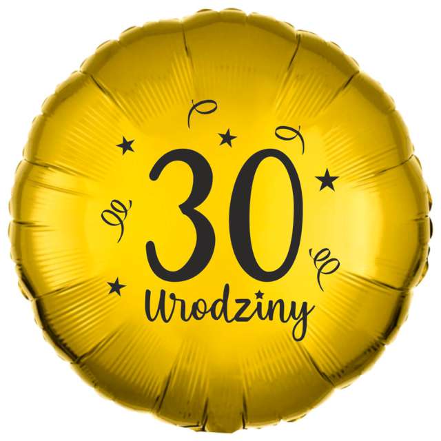 Balon foliowy "30 urodziny", złoty, 18", RND