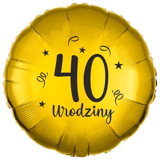 Balon foliowy "40 urodziny", złoty, 18", RND