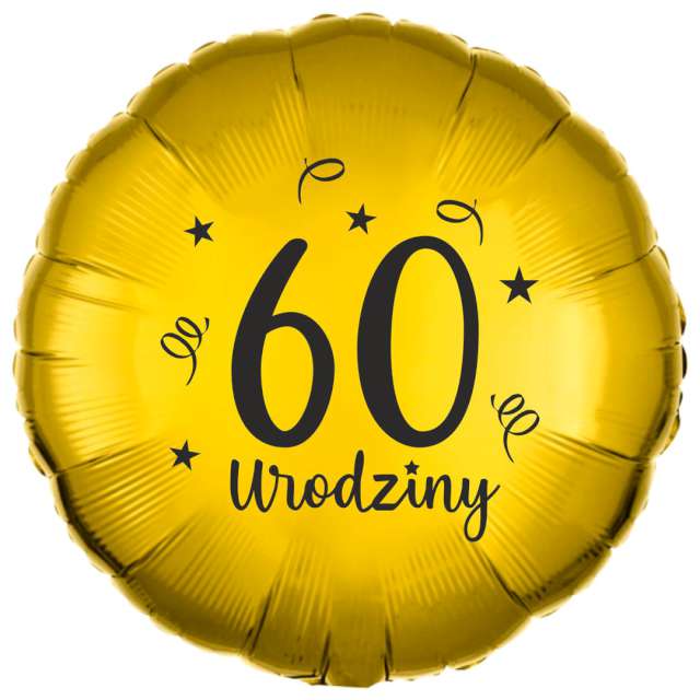 Balon foliowy "60 urodziny", złoty, 18", RND