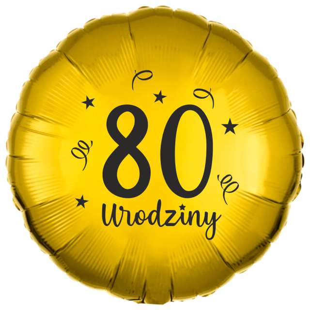 Balon foliowy "80 urodziny", złoty, 18", RND
