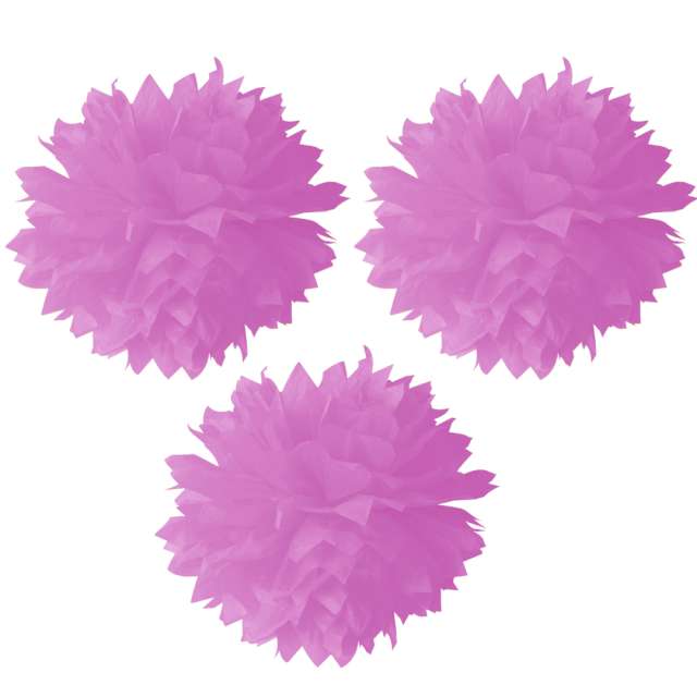 Pompon bibułowy "Classic", różowy, Arpex, 23-45 cm, 3 szt