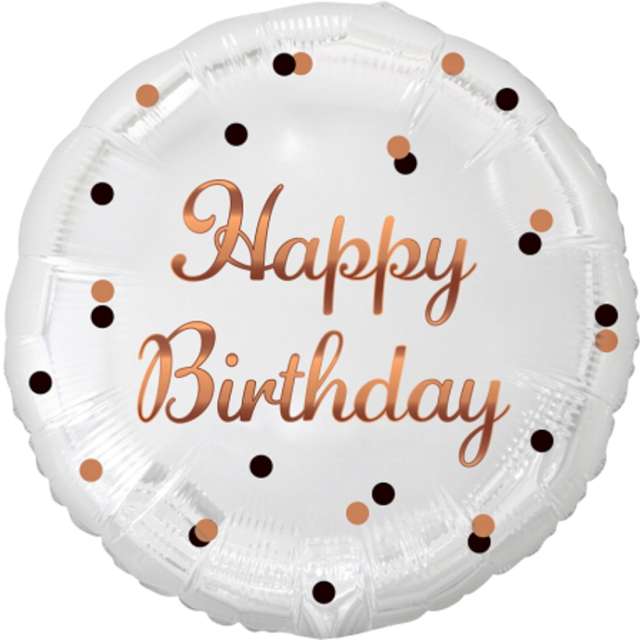 Balon foliowy Happy Birthday - B&C różowo-złoty Godan 18 RND