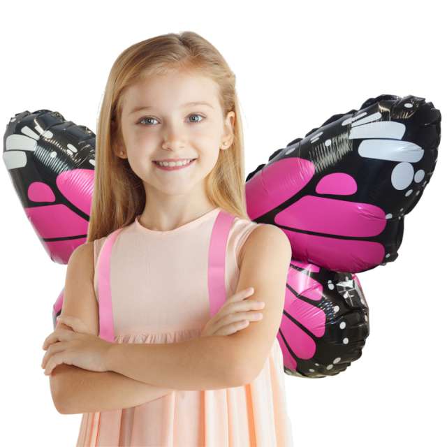 Balon foliowy Skrzydła Motyla - z szelkami różowy Arpex 24 SHP