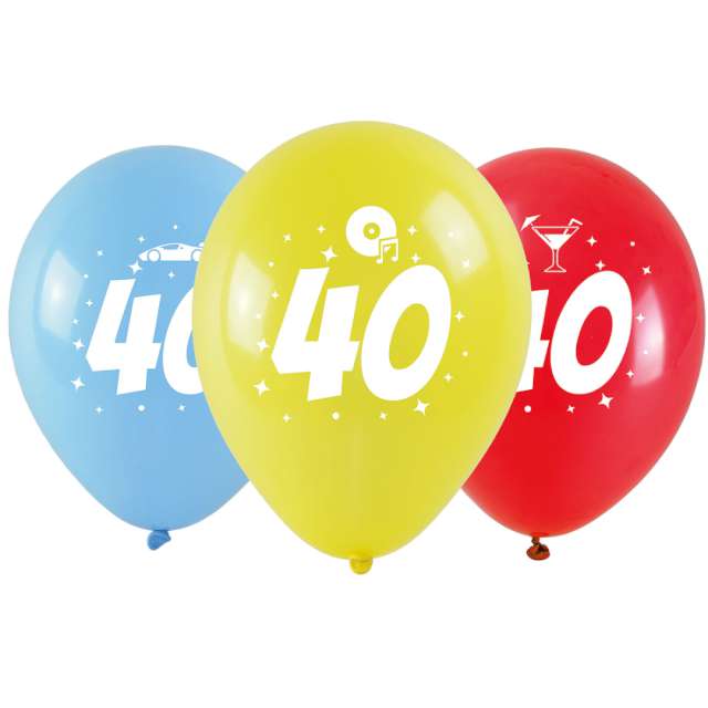 Balony "Liczba 40 w koronie", mix, Arpex, 14", 3 szt